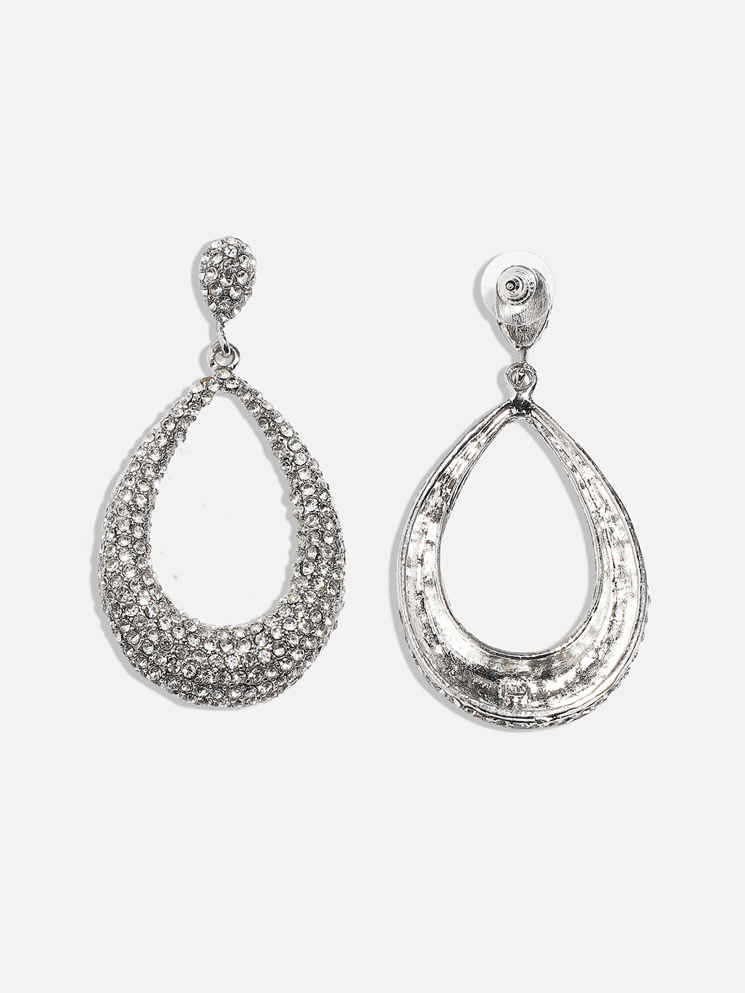 Women SilvercHollow Pear Drop Earringss