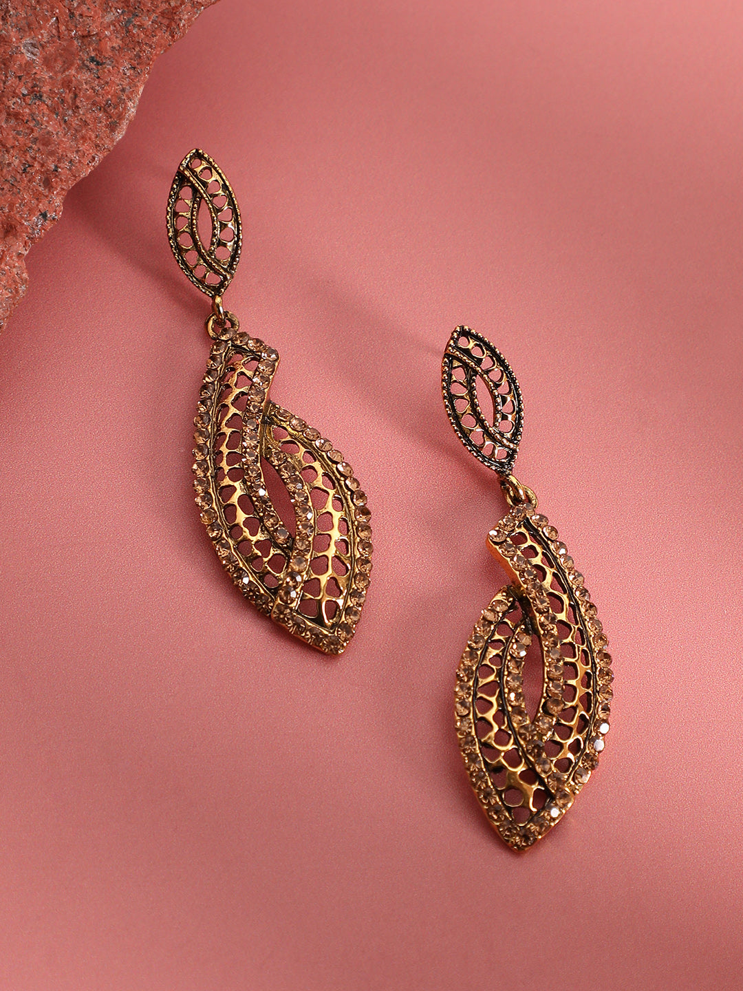 Women Metallic Abstract Drop Earringss