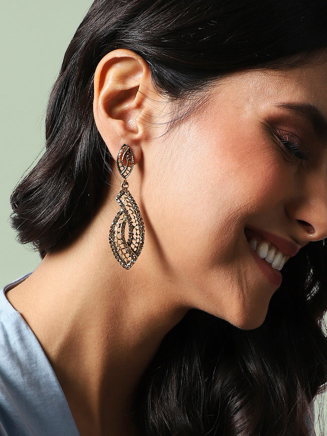 Women Metallic Abstract Drop Earringss