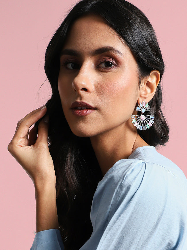 Women Half Circular Drop Earringss
