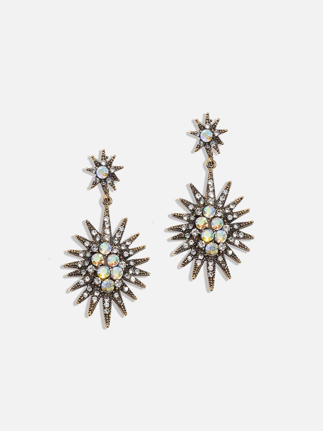 Women Silver Crystal Rays Drop Earringss