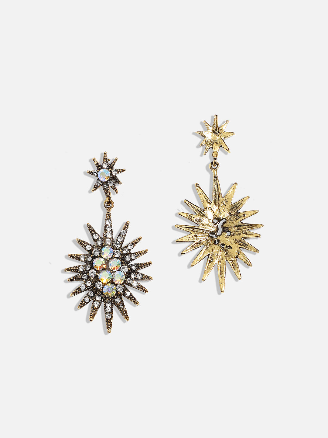 Women Silver Crystal Rays Drop Earringss
