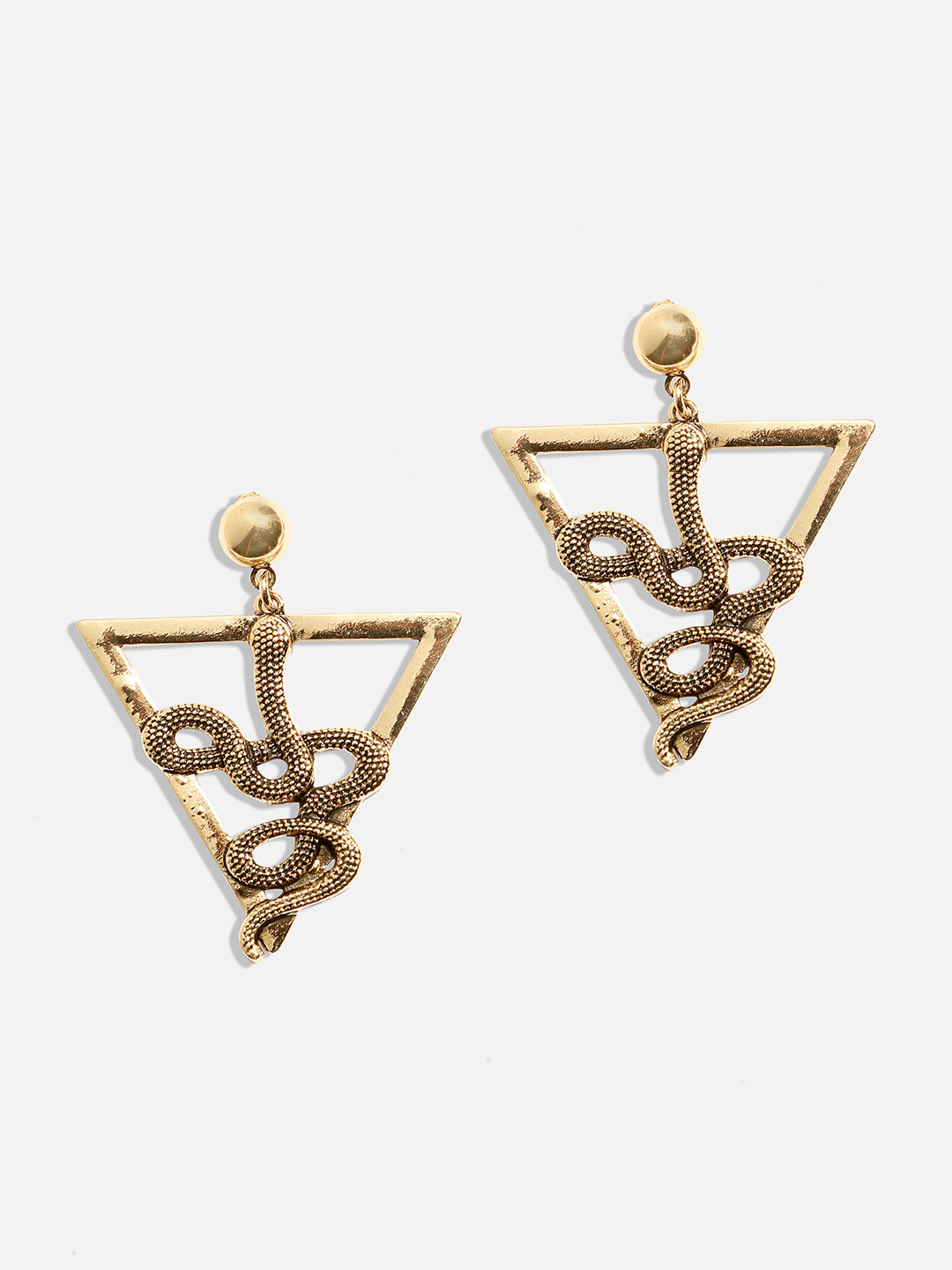 Women Gold Geometric Snake Drop Earringss