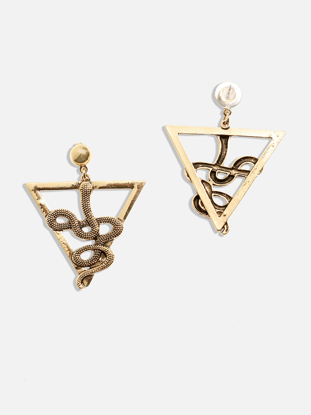 Women Gold Geometric Snake Drop Earringss