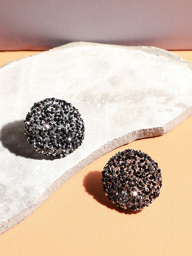 Women Silver-Plated Artificial Stones Studs Earrings