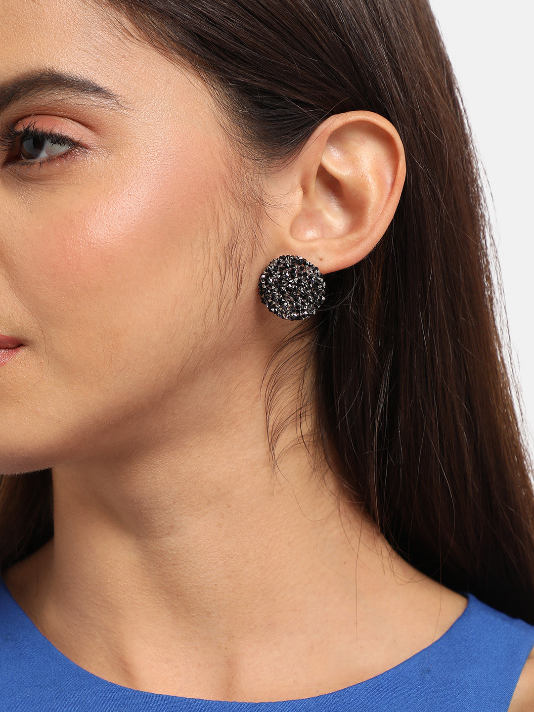 Women Silver-Plated Artificial Stones Studs Earrings