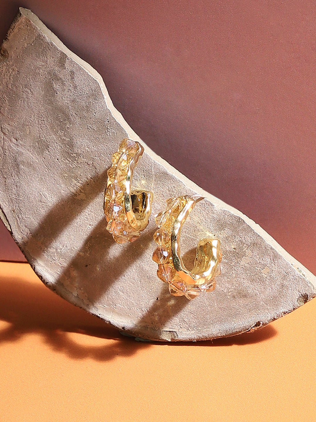Women Crystal All-Around Hoop Earringss