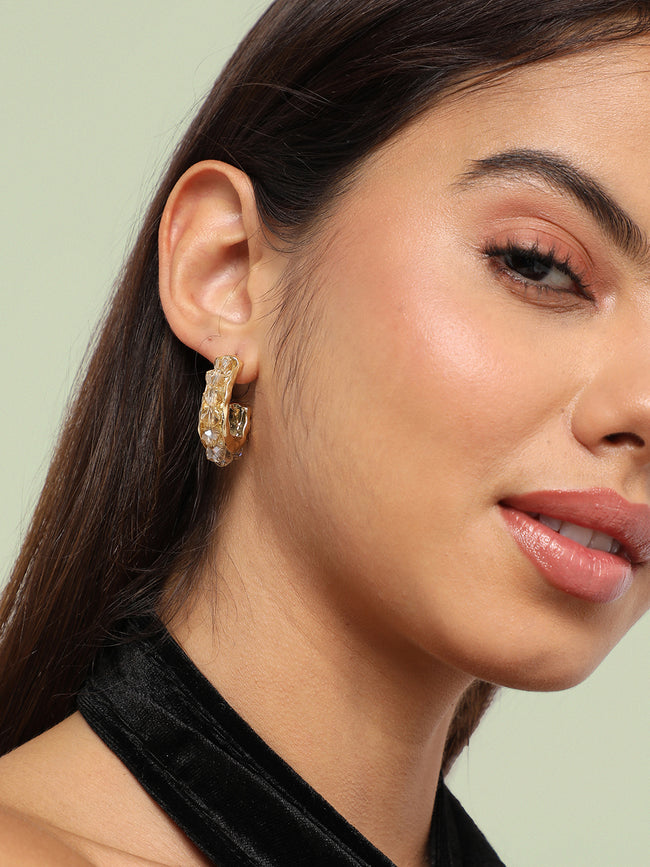 Women Crystal All-Around Hoop Earringss