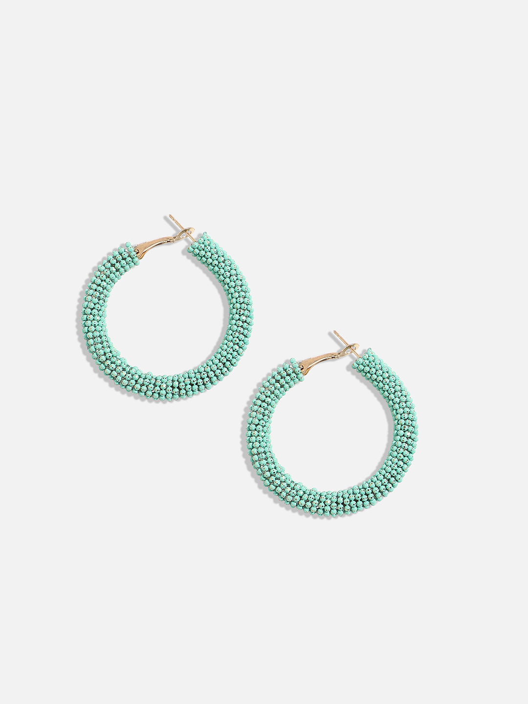 Women Green Beaded Cluster Hoop Earringss
