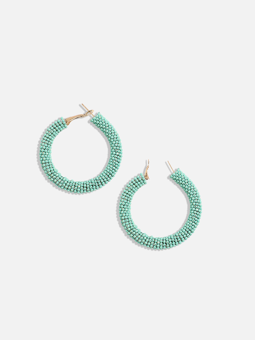 Women Green Beaded Cluster Hoop Earringss