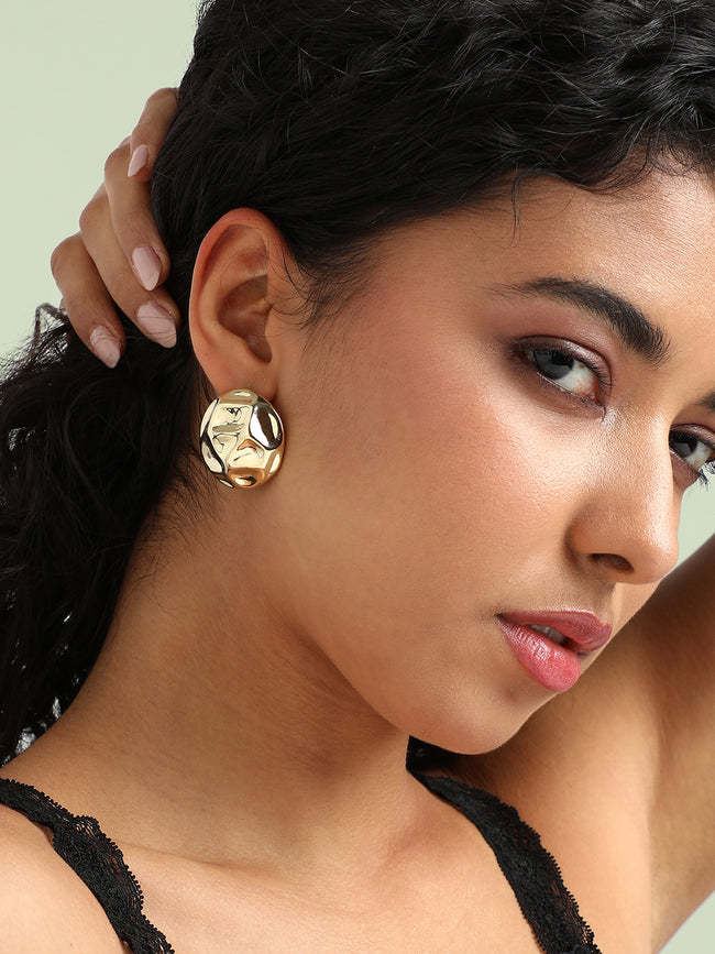 Women Textured Circular Stud Earrings