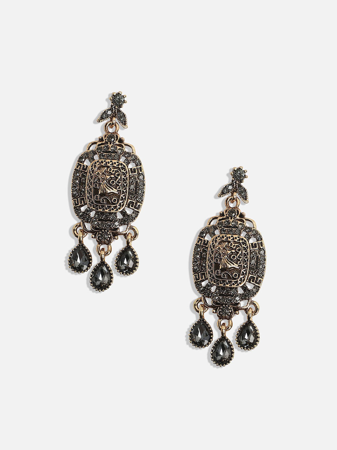 Women Antique Intricate Crystal Drop Earringss