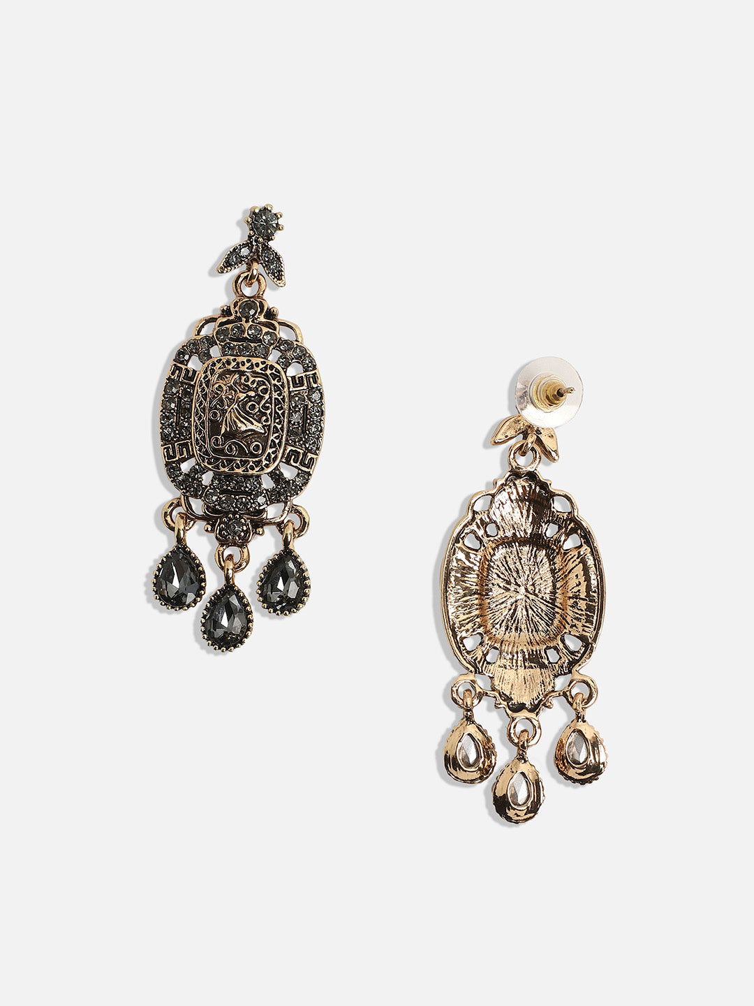 Women Antique Intricate Crystal Drop Earringss