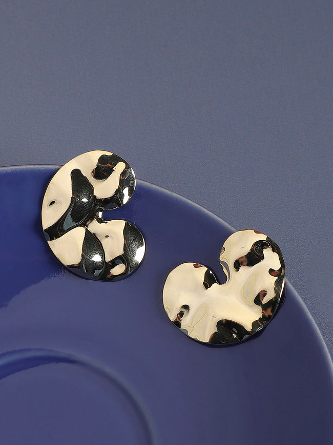 Women Textured Heart Stud Earrings