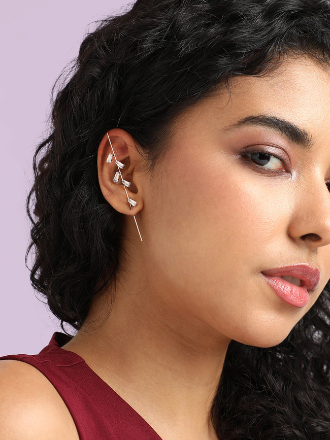 Women Minimal Crystal Earcuff