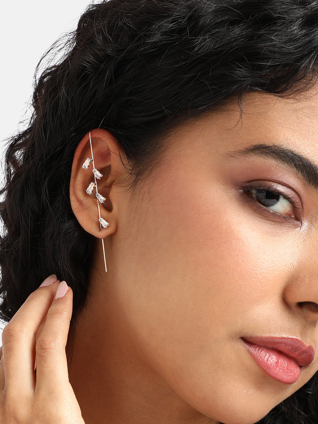 Women Minimal Crystal Earcuff