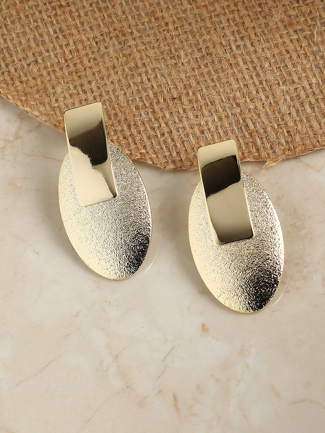 Women Dented Geometric Circular Drop Earrings