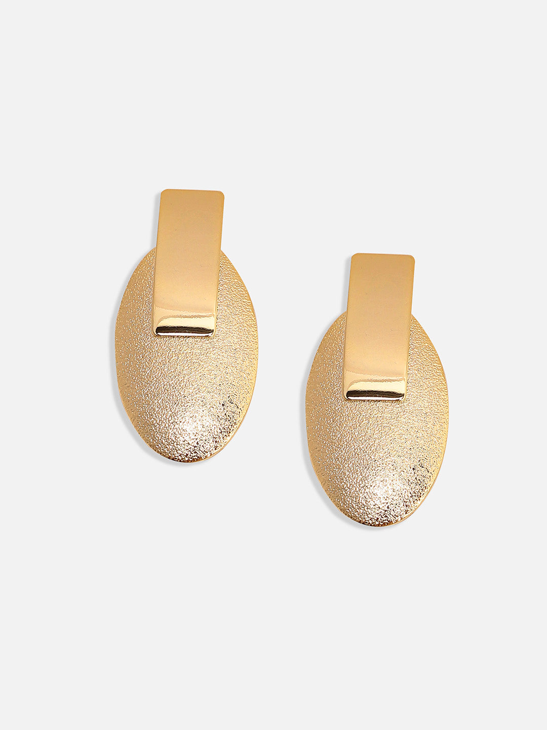 Women Dented Geometric Circular Drop Earrings