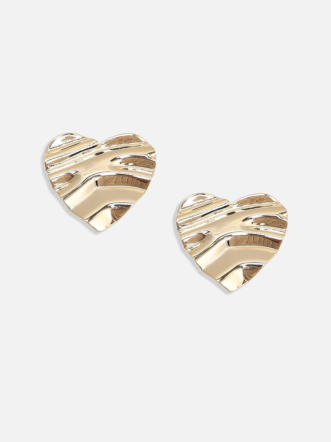 Women Minimal Dented Heart Stud Earrings