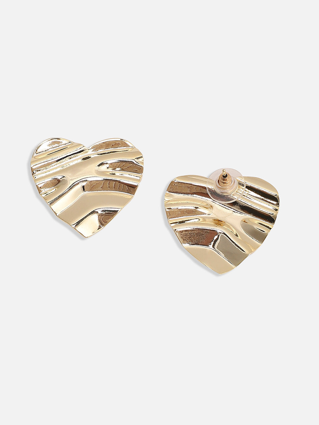 Women Minimal Dented Heart Stud Earrings