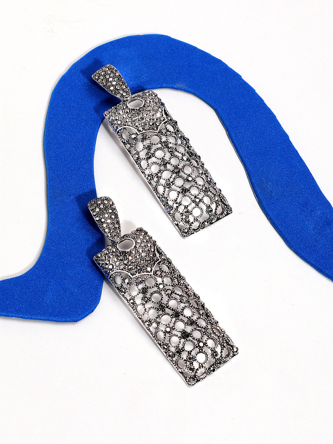Women Intricate Crystal Cluster Geometric Drop Earringss