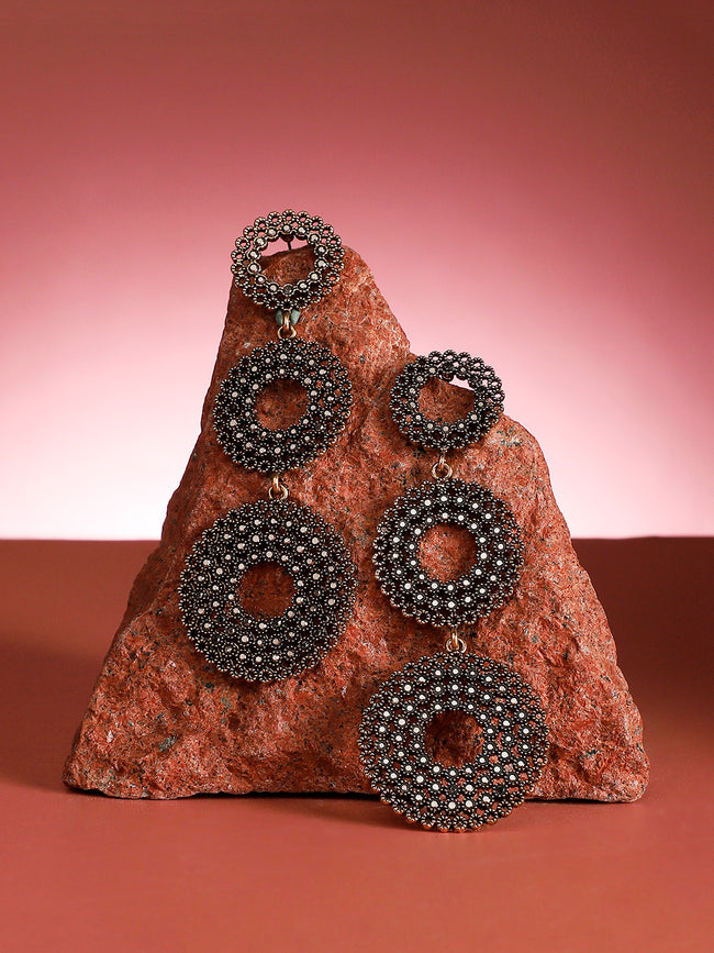 Women Intricate Circular Long Drop Earringss