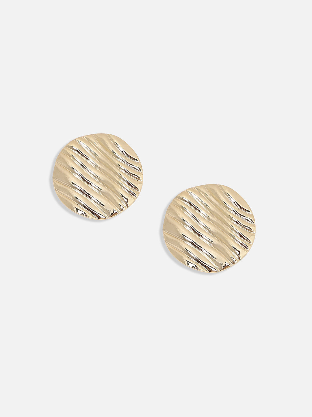 Women Dented Lined Circular Stud Earrings