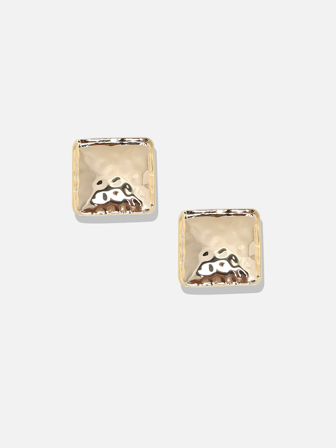 Women Dented Minimal Square Stud Earrings