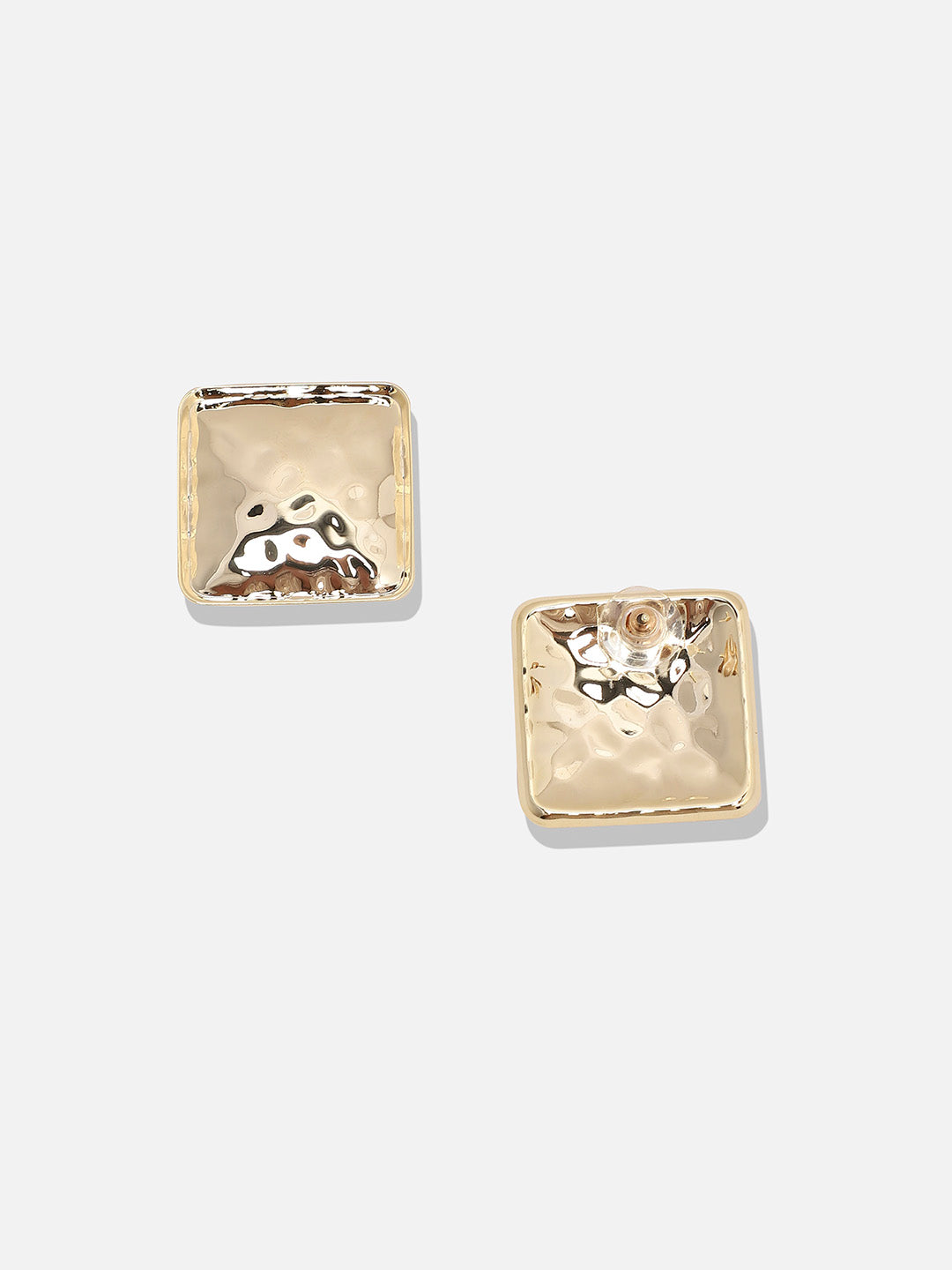 Women Dented Minimal Square Stud Earrings