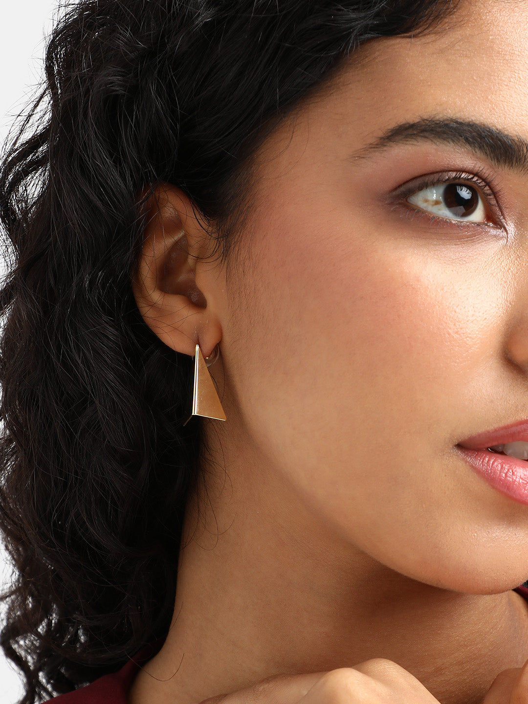 Women Folded Triangle Stud Earrings