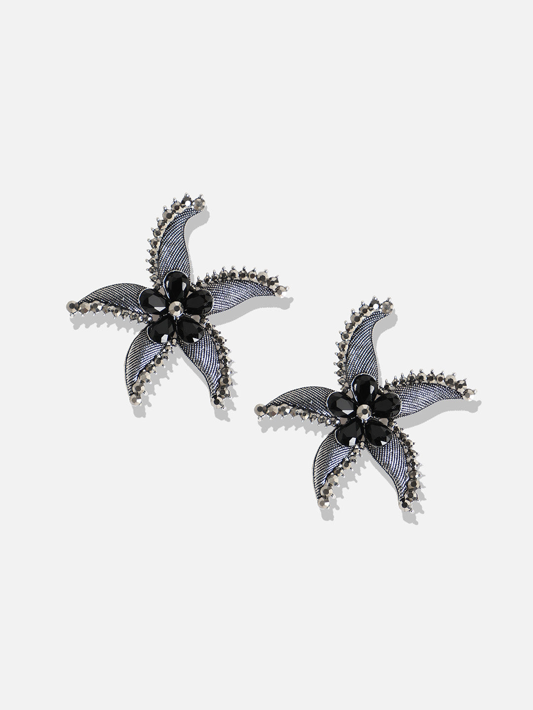 Women Textured Stone Starfish Drop Earringss