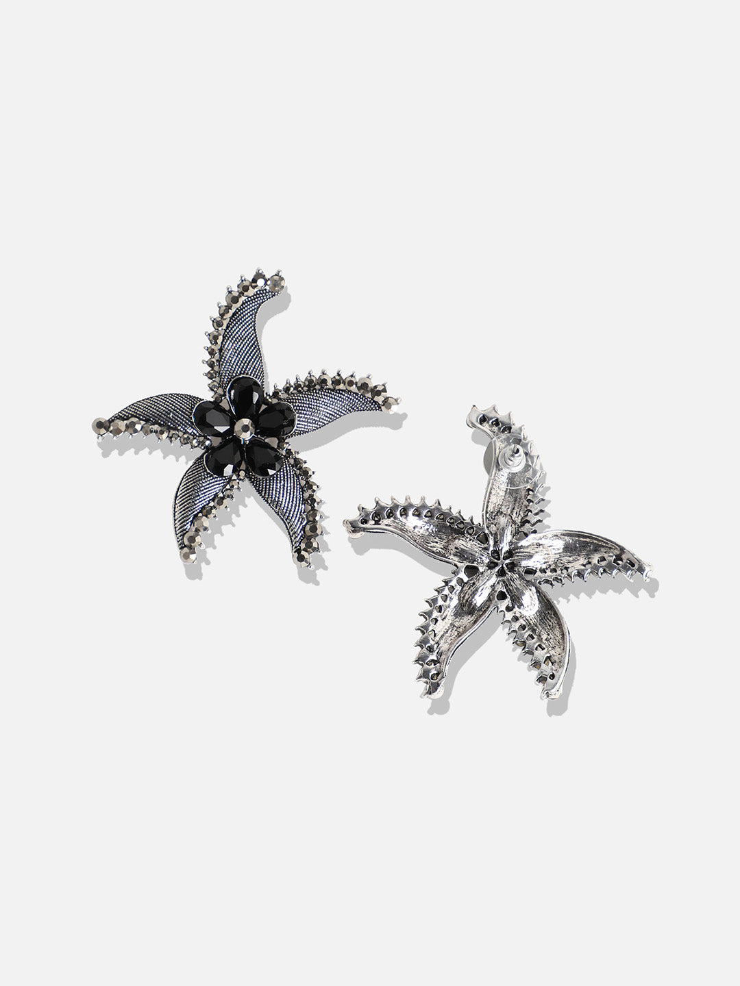 Women Textured Stone Starfish Drop Earringss