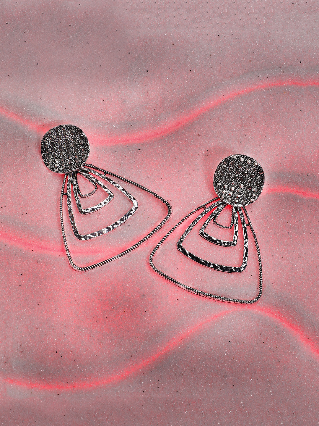 Women Textured Triangle Drop Earringss