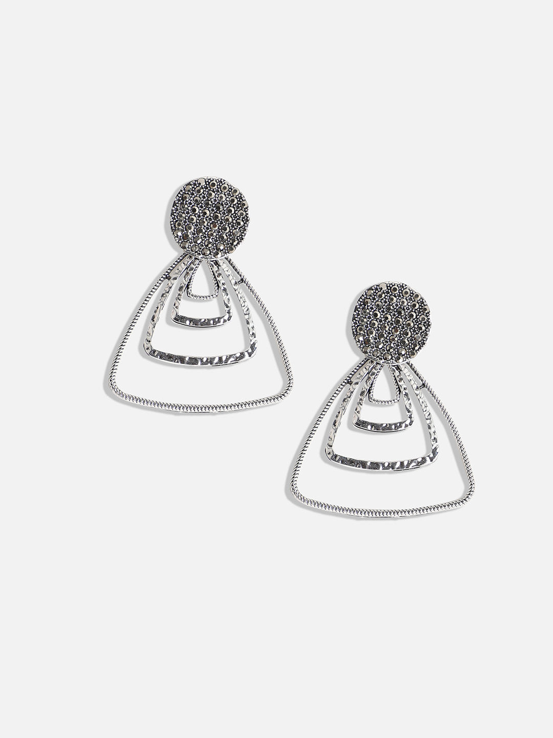 Women Textured Triangle Drop Earringss