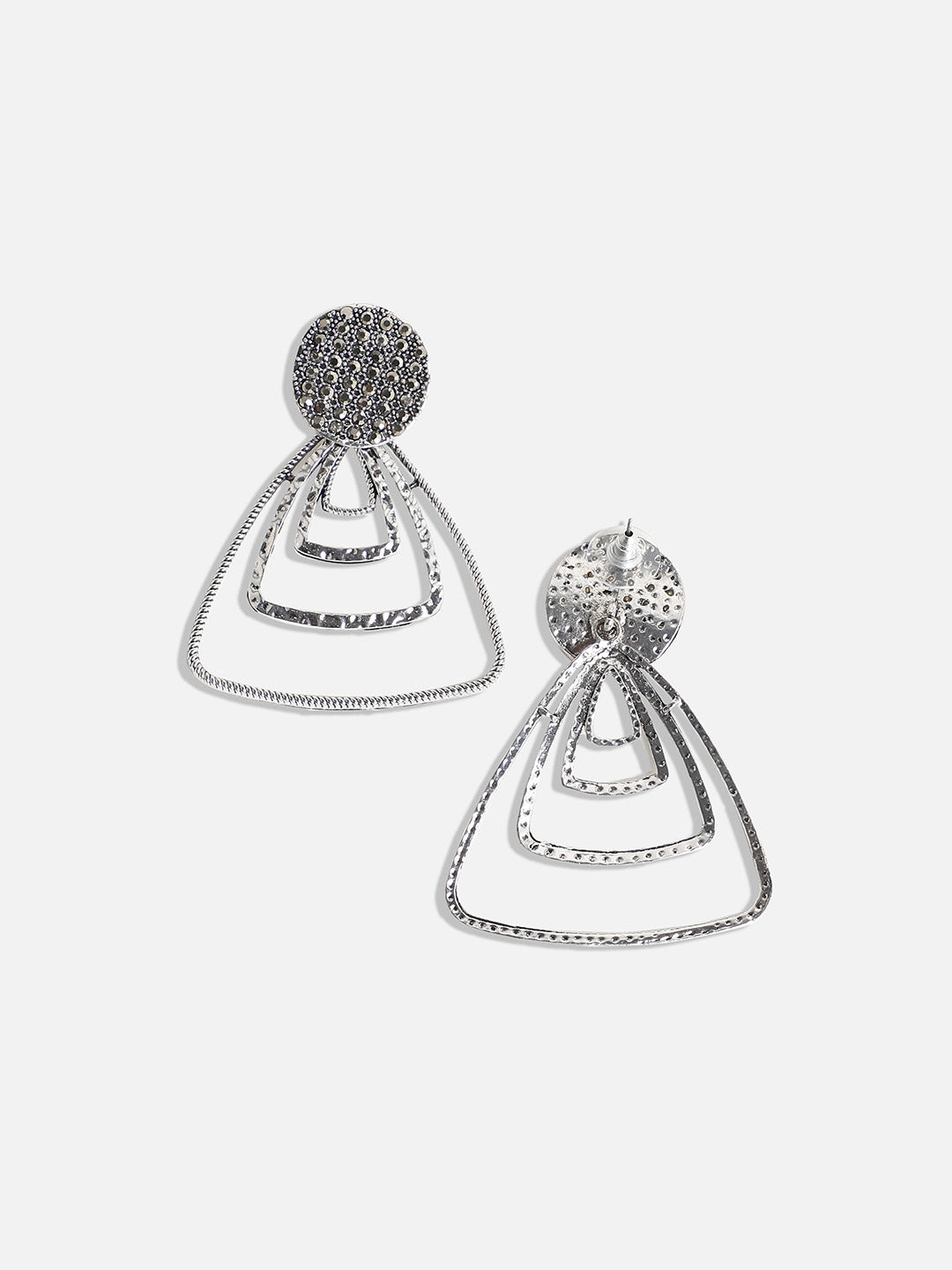 Women Textured Triangle Drop Earringss