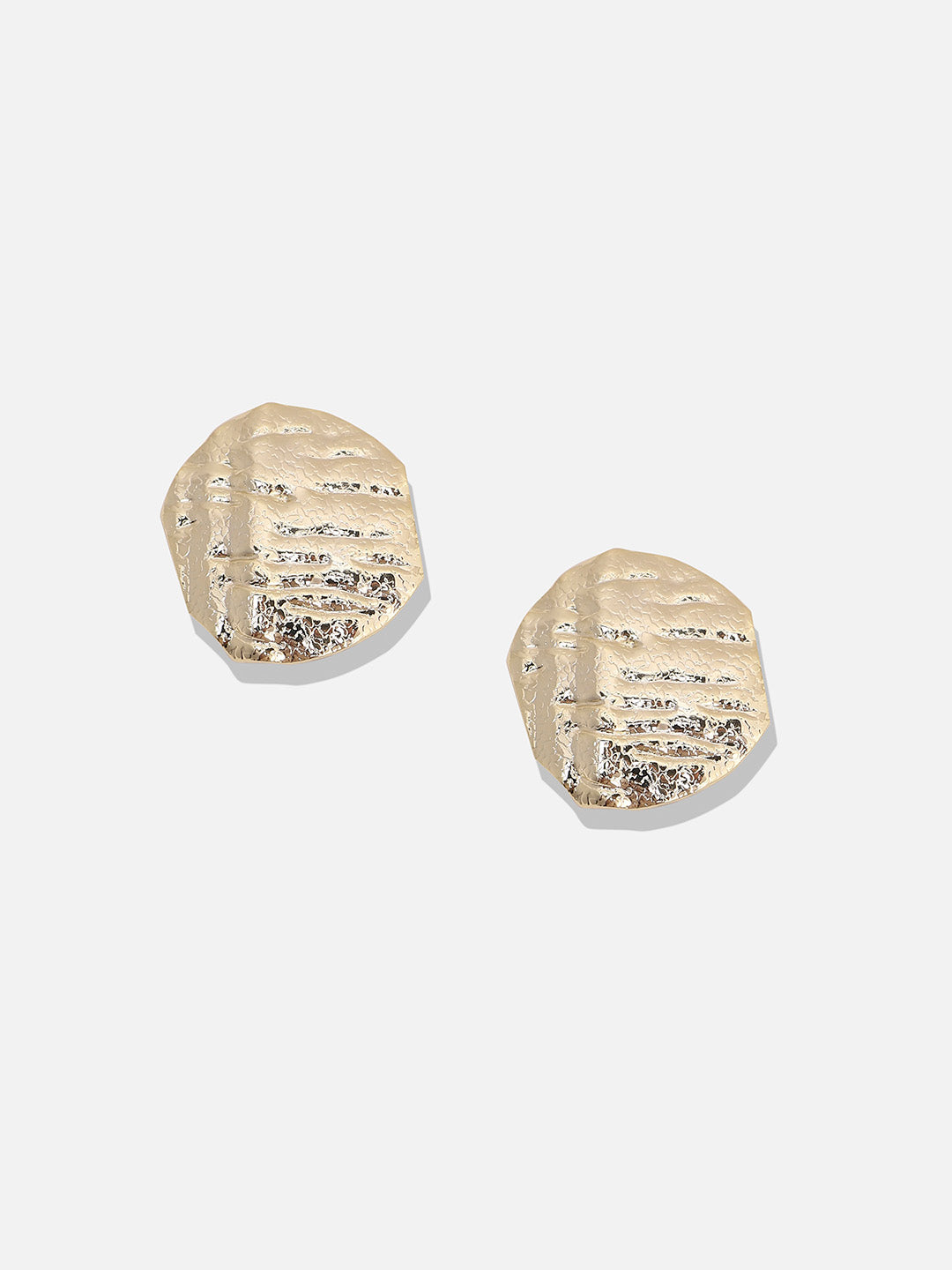 Women Dented Textured Circular Stud Earrings