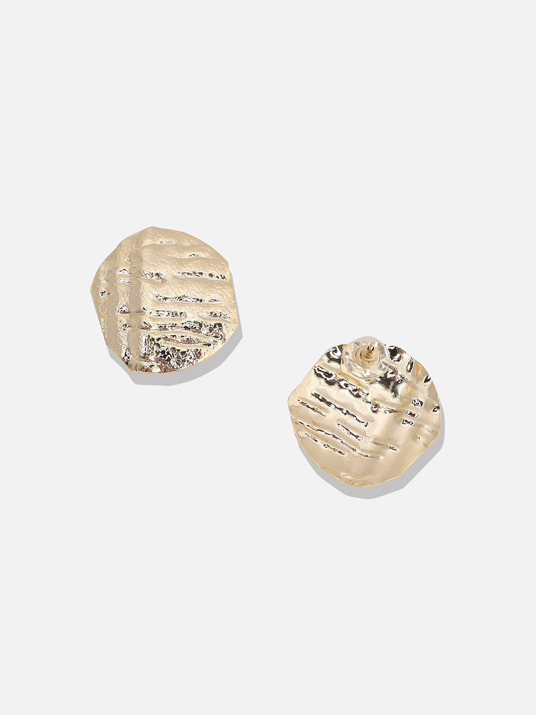 Women Dented Textured Circular Stud Earrings