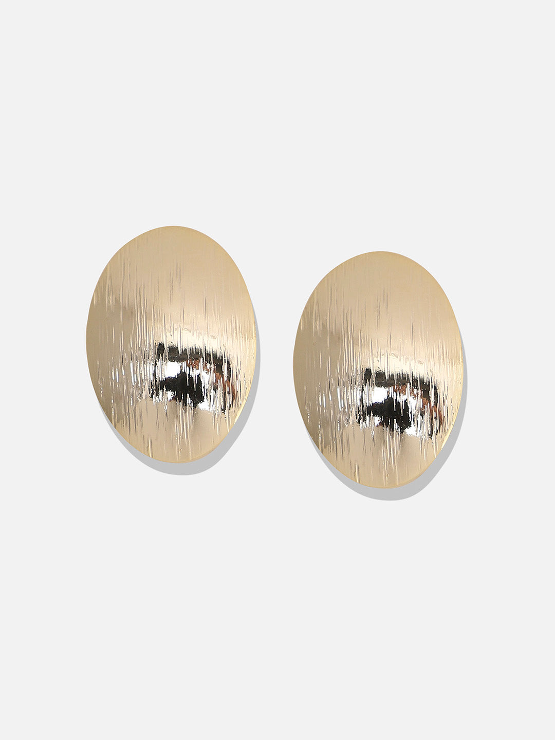 Women Textured Lined Circular Stud Earrings