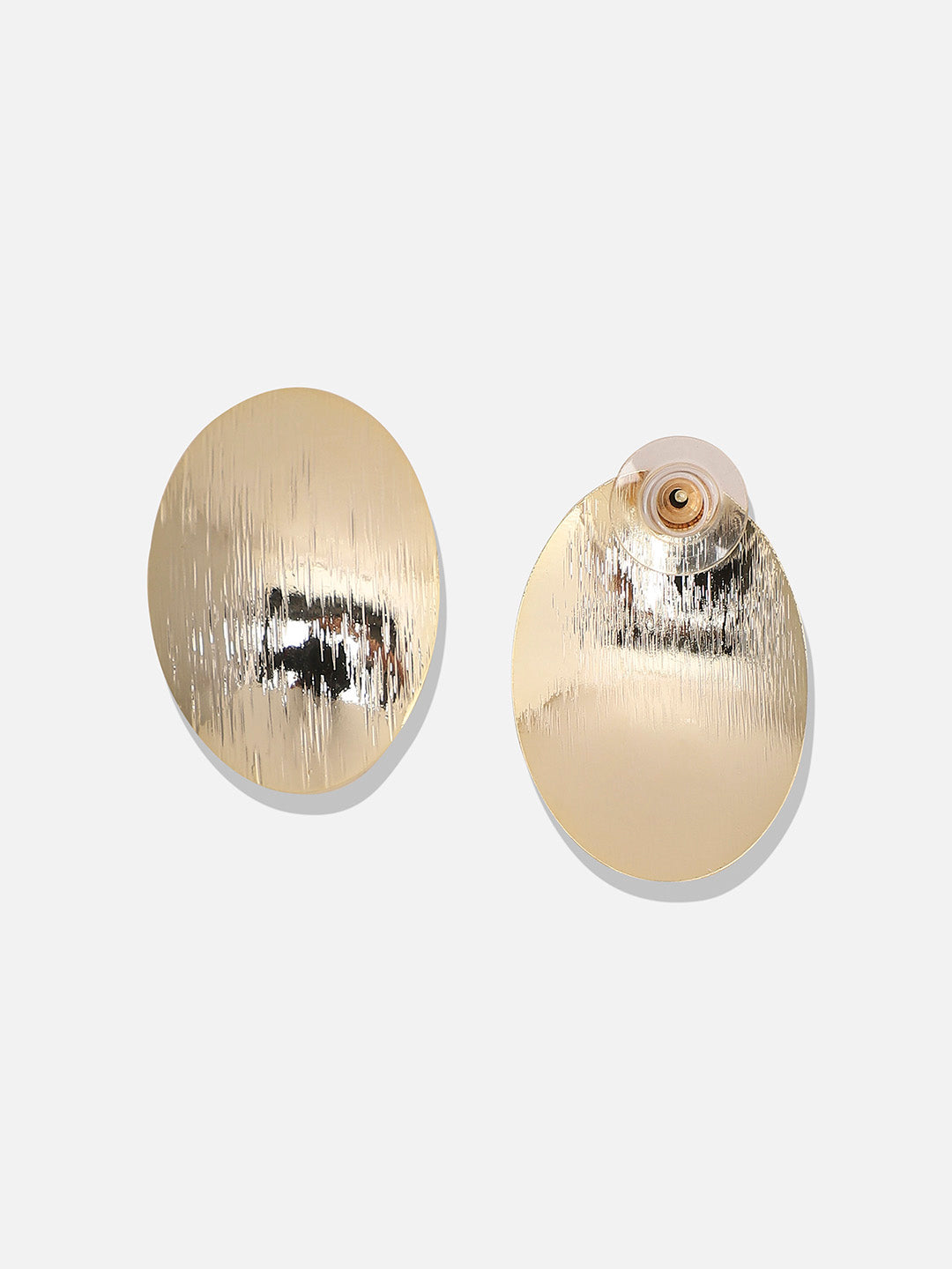 Women Textured Lined Circular Stud Earrings
