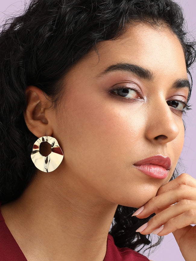 Women Minimal Swirl Circular Drop Earrings