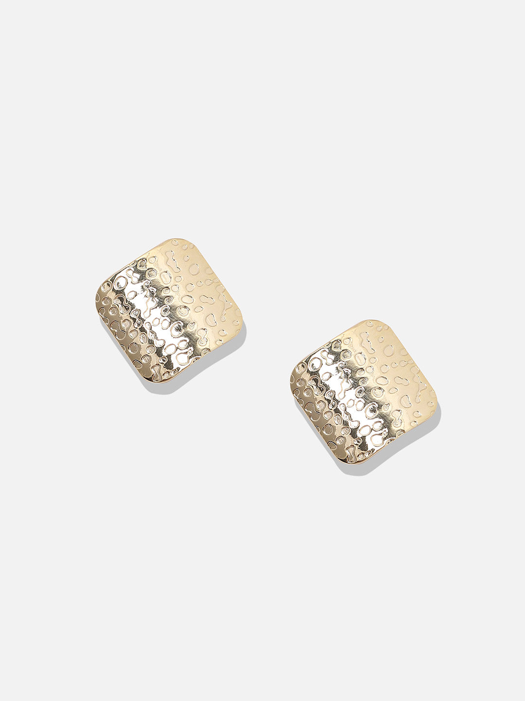 Women Dented Textured Square Stud Earrings