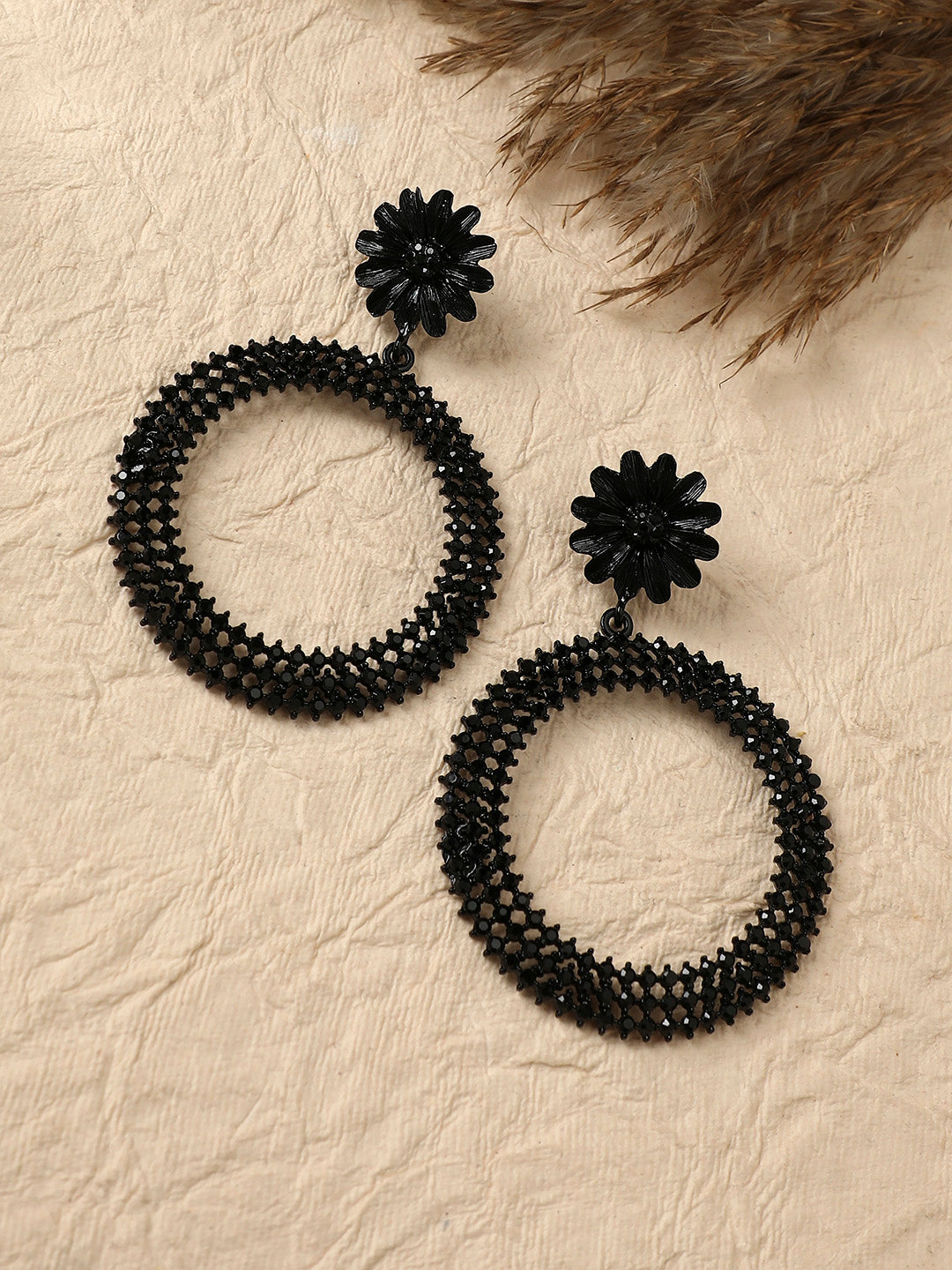 Women Maxi Daisy Intricate Circular Drop Earrings