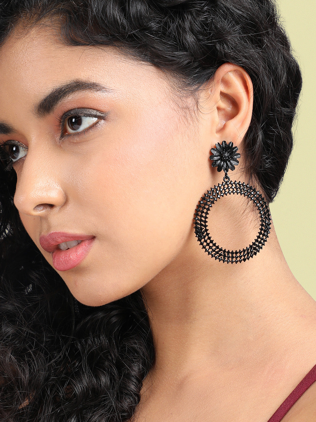 Women Maxi Daisy Intricate Circular Drop Earrings
