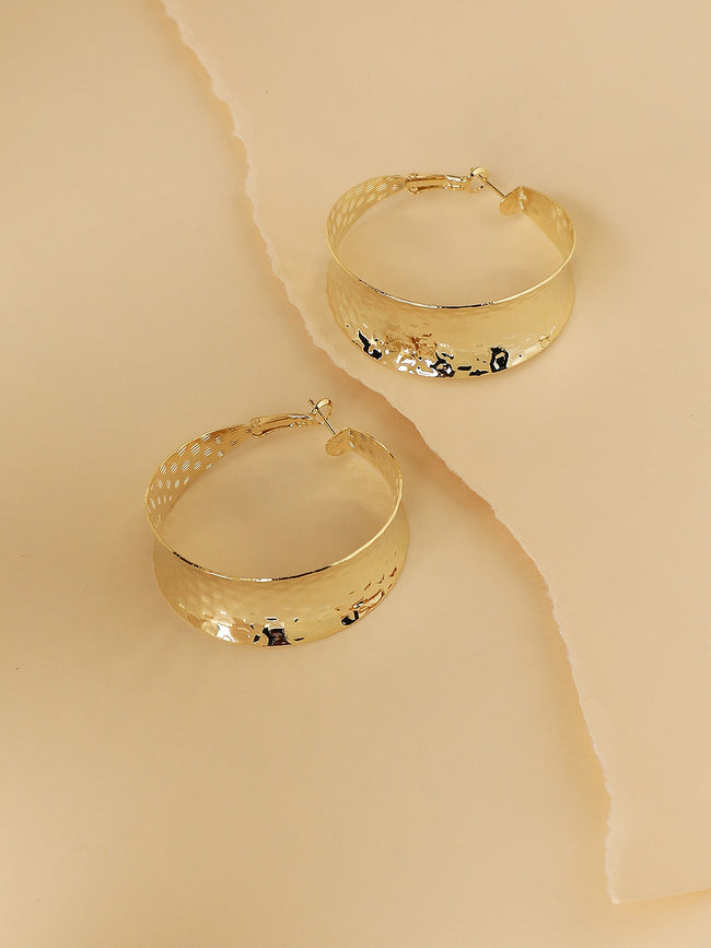 Women Minimal Dented Hoop Earrings