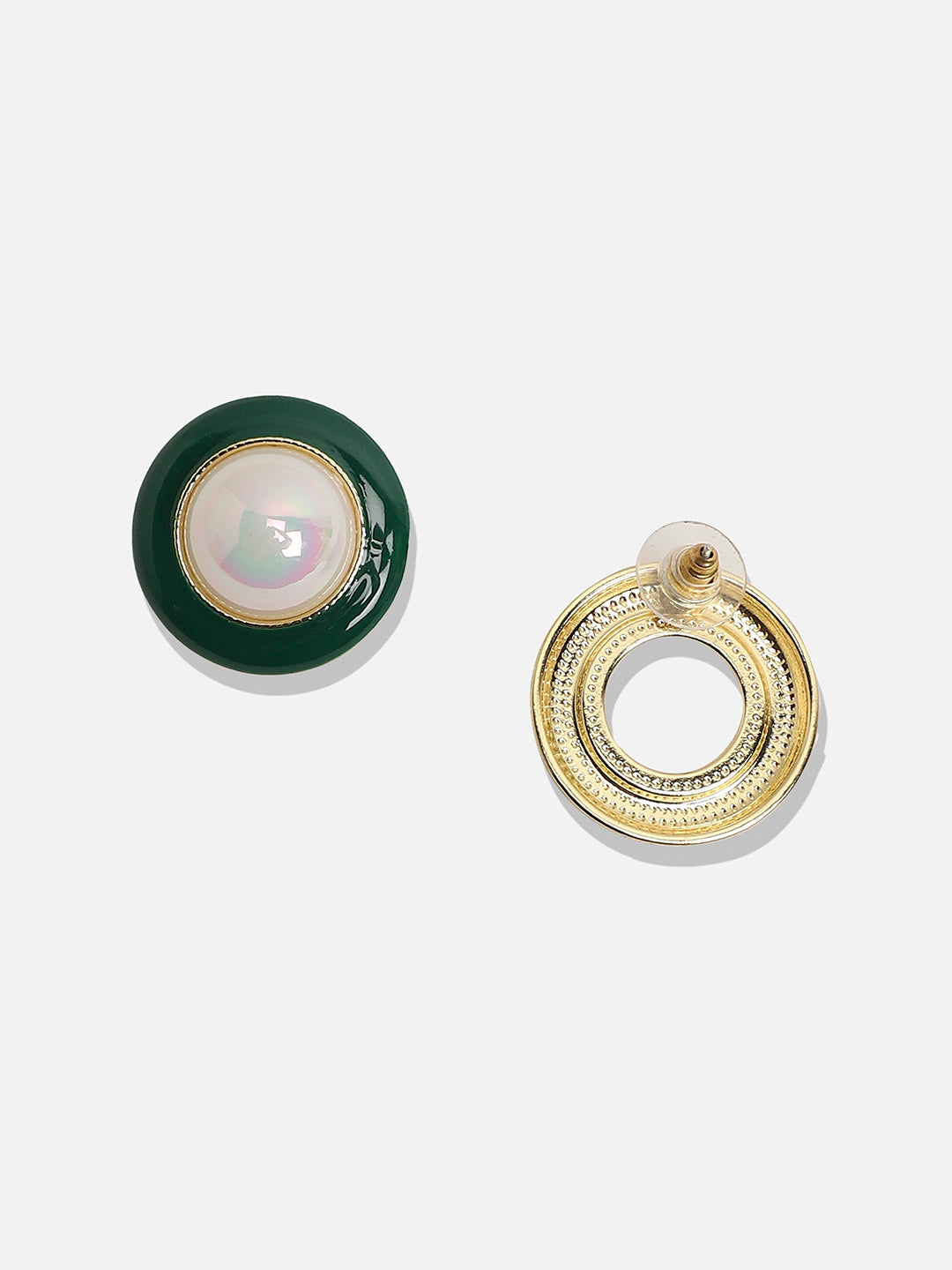 Women Enamel Pearl Stud Earrings