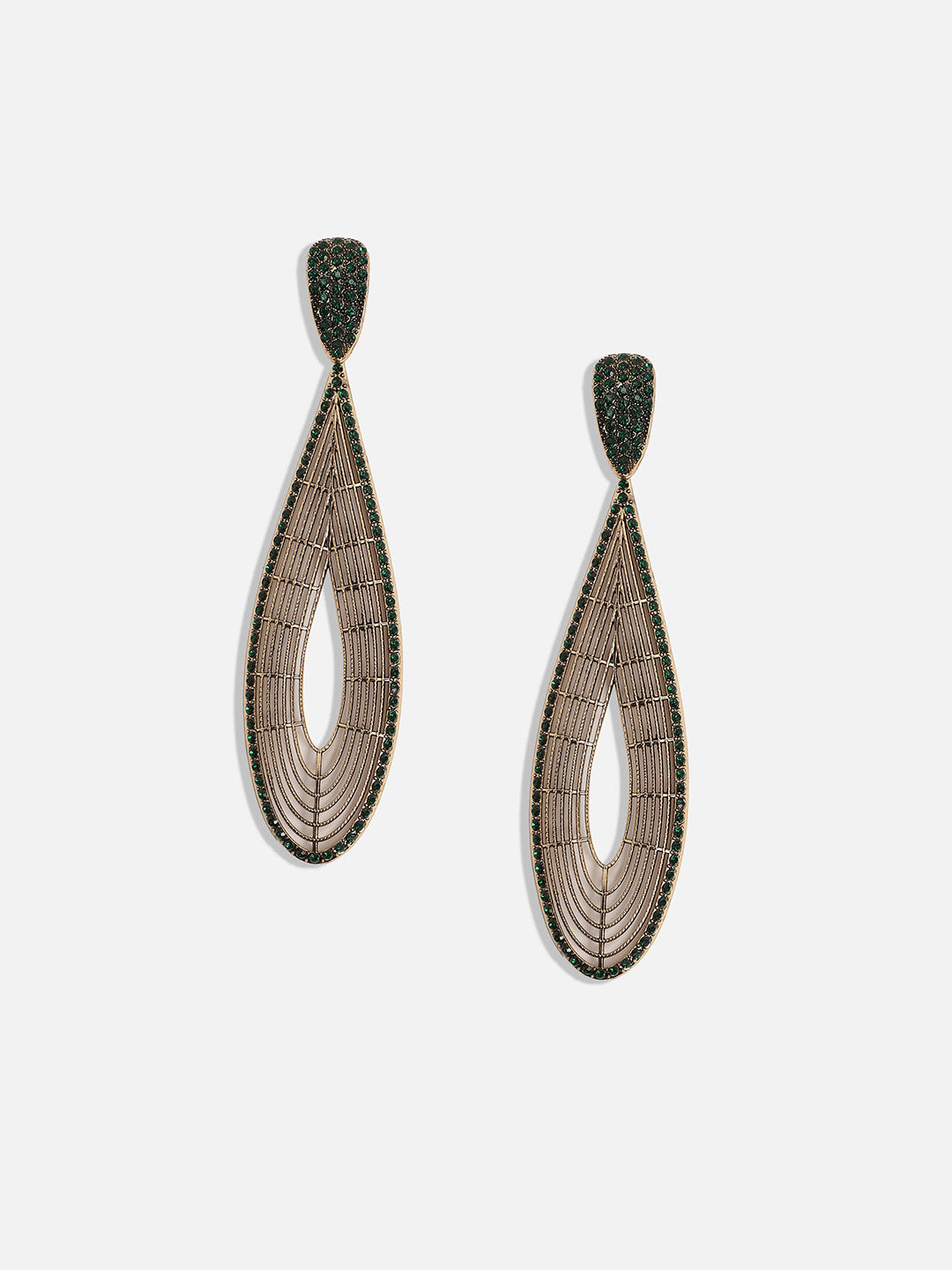 Women Gold-Plated Artificial Stones Contemporary Drop Earrings