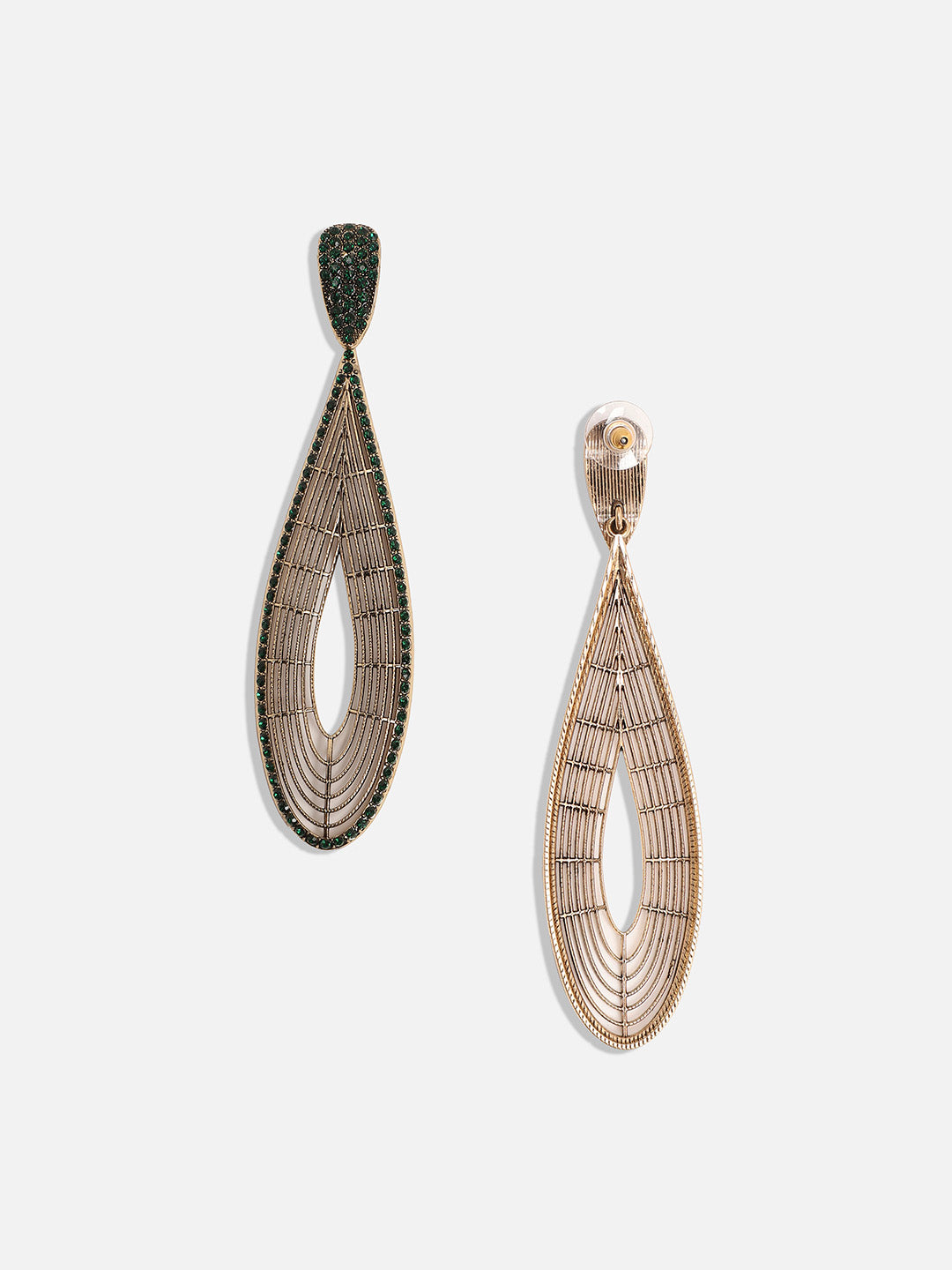 Women Gold-Plated Artificial Stones Contemporary Drop Earrings