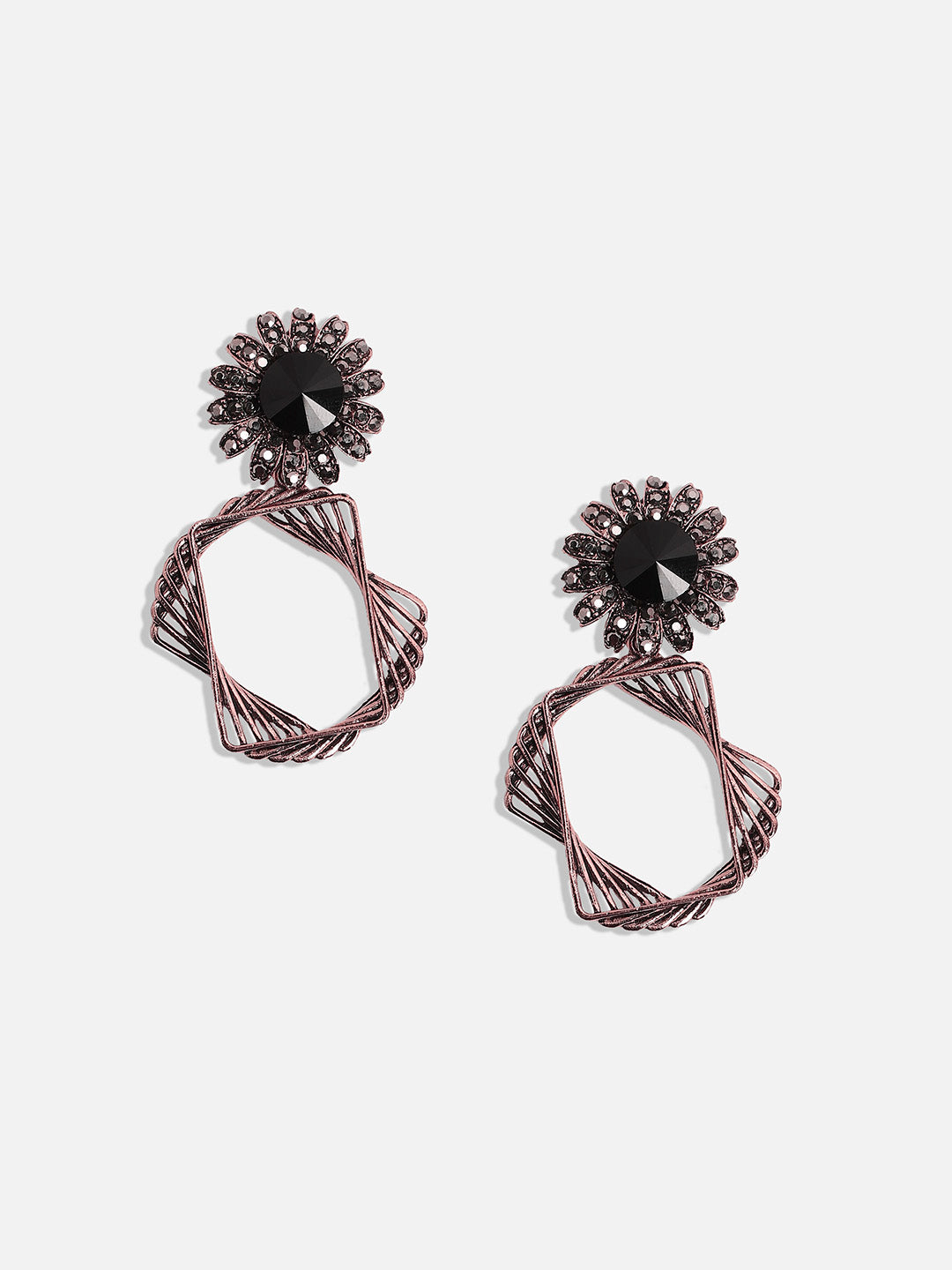 Women Twisted Square Daisy Drop Earrings