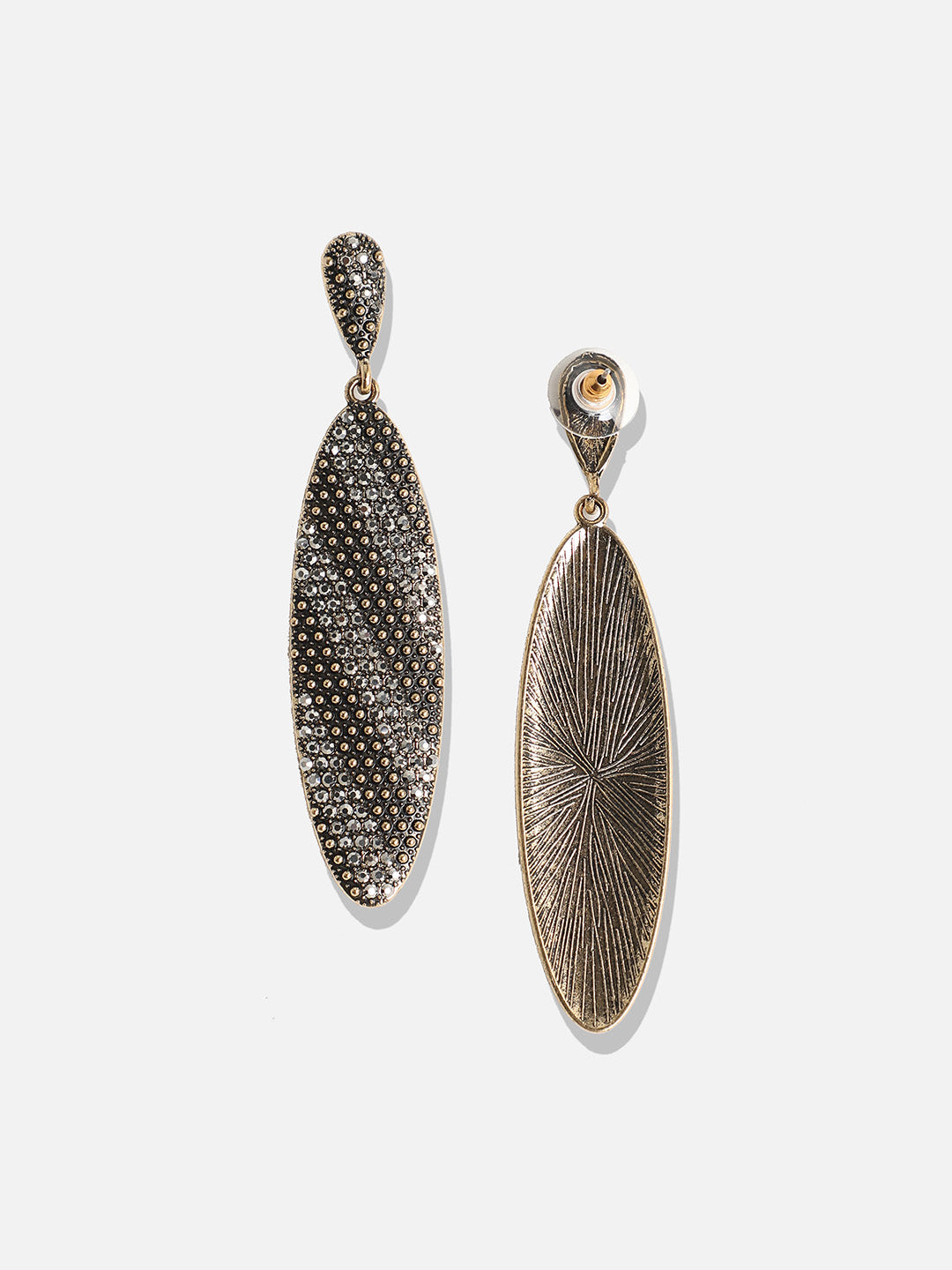 Women Contrast Intricate Oval Drop Earrings