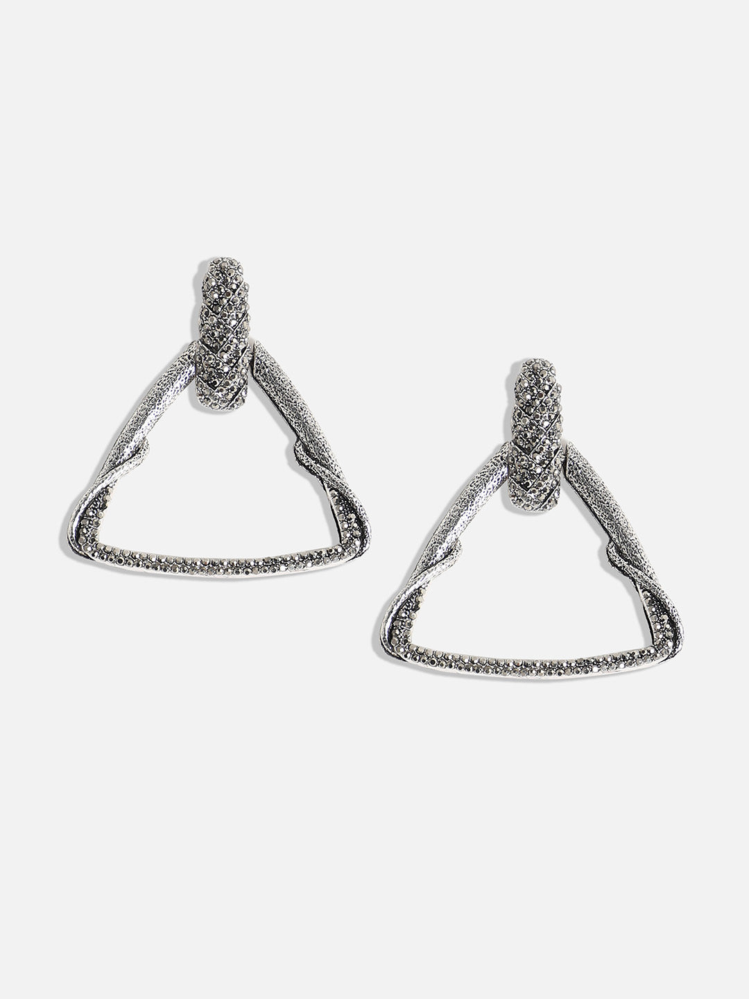 Women Crystal Triangle Vine Drop Earrings